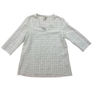 Orvis Tunic Top Womens Large Plaid Quick Dry Travel 3/4 Sleeve